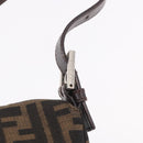 FENDI Zucca Canvas Mamma Baguette Shoulder Bag Black Brown Auth 184826M-19