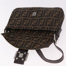 FENDI Zucca Canvas Mamma Baguette Shoulder Bag Black Brown Auth 184826M-21