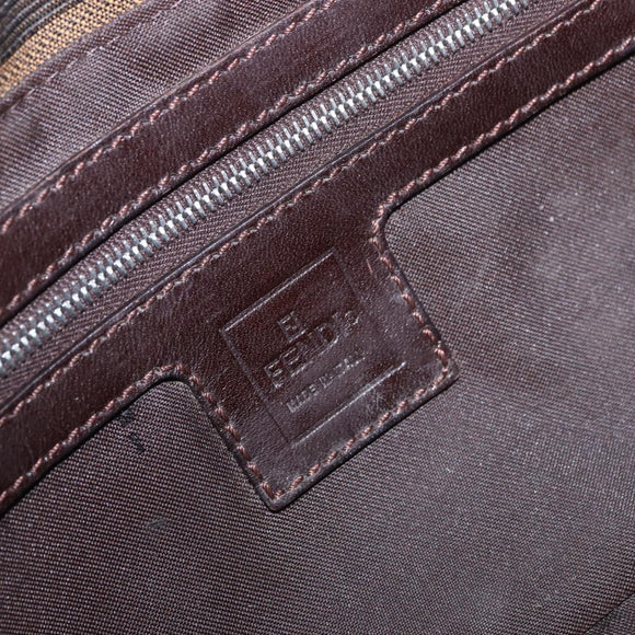 FENDI Zucca Canvas Mamma Baguette Shoulder Bag Black Brown Auth 184826M