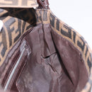 FENDI Zucca Canvas Mamma Baguette Shoulder Bag Black Brown Auth 184826M-23