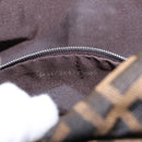 FENDI Zucca Canvas Mamma Baguette Shoulder Bag Black Brown Auth 184826M-11