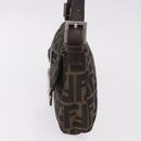 FENDI Zucca Canvas Mamma Baguette Shoulder Bag Black Brown Auth 184826M-3