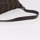 FENDI Zucca Canvas Mamma Baguette Shoulder Bag Black Brown Auth 184826M-7