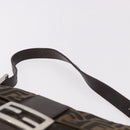 FENDI Zucca Canvas Mamma Baguette Shoulder Bag Black Brown Auth 184826M-14