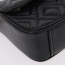 Miu Miu Matelasse Chain Shoulder Bag Leather Black Gold Auth 184827SAV-14
