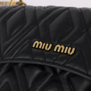 Miu Miu Matelasse Chain Shoulder Bag Leather Black Gold Auth 184827SAV-18
