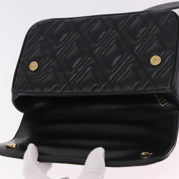 Miu Miu Matelasse Chain Shoulder Bag Leather Black Gold Auth 184827SAV