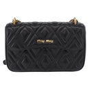 Miu Miu Matelasse Chain Shoulder Bag Leather Black Gold Auth 184827SAV-13