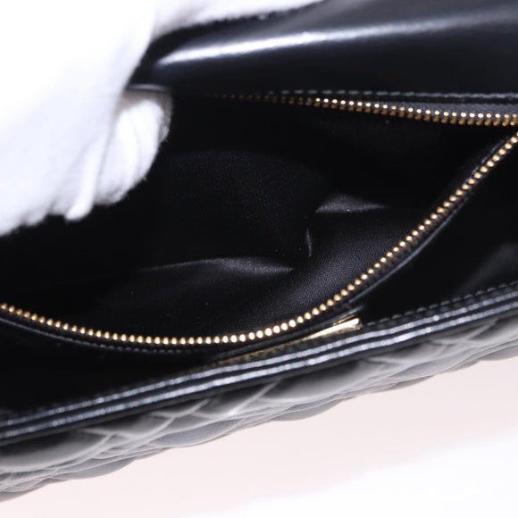 Miu Miu Matelasse Chain Shoulder Bag Leather Black Gold Auth 184827SAV