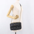 Miu Miu Matelasse Chain Shoulder Bag Leather Black Gold Auth 184827SAV-23