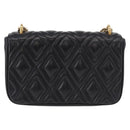 Miu Miu Matelasse Chain Shoulder Bag Leather Black Gold Auth 184827SAV-2