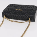 Miu Miu Matelasse Chain Shoulder Bag Leather Black Gold Auth 184827SAV-6