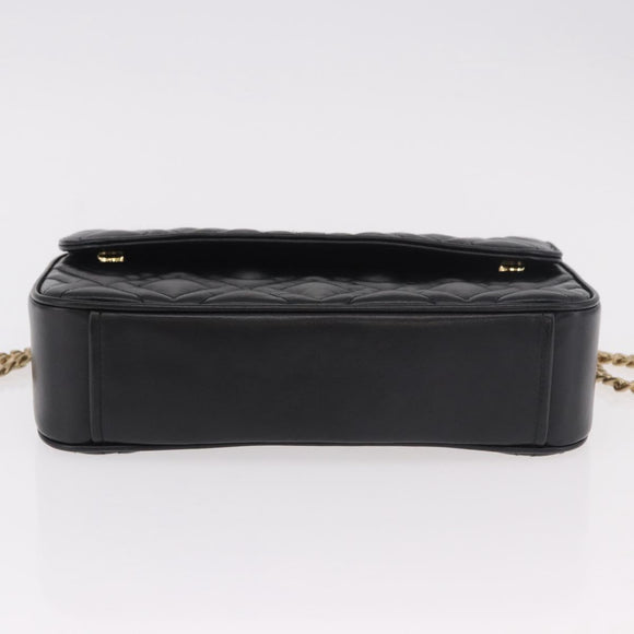 Miu Miu Matelasse Chain Shoulder Bag Leather Black Gold Auth 184827SAV
