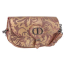 Christian Dior BOBBY EAST-WEST Shoulder Bag Leather Bronze Silver Auth 184842SM-1