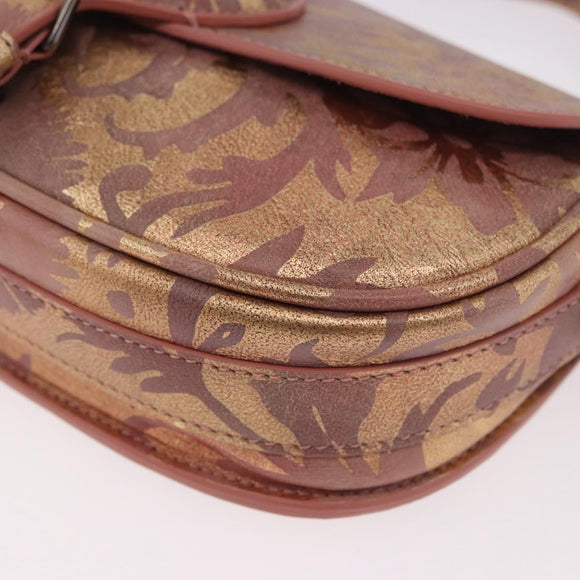 Christian Dior BOBBY EAST-WEST Shoulder Bag Leather Bronze Silver Auth 184842SM