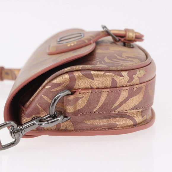 Christian Dior BOBBY EAST-WEST Shoulder Bag Leather Bronze Silver Auth 184842SM