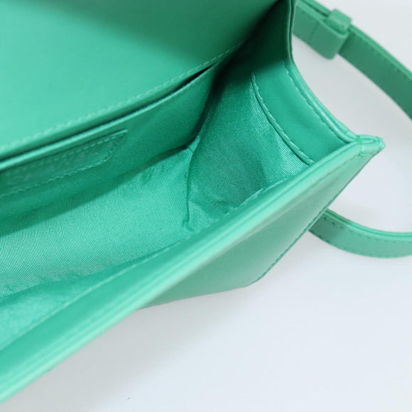 CHANEL Chain Matelasse Boy Chanel Bag Lamb Skin Green Silver CC Auth 184844SM