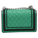 CHANEL Chain Matelasse Boy Chanel Bag Lamb Skin Green Silver CC Auth 184844SM-2