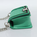 CHANEL Chain Matelasse Boy Chanel Bag Lamb Skin Green Silver CC Auth 184844SM-3