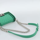 CHANEL Chain Matelasse Boy Chanel Bag Lamb Skin Green Silver CC Auth 184844SM-7