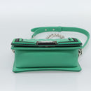 CHANEL Chain Matelasse Boy Chanel Bag Lamb Skin Green Silver CC Auth 184844SM-5