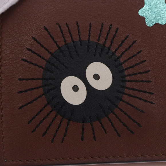LOEWE Studio Ghibli Collaboration Compact Wallet Leather Brown Auth 184848SM