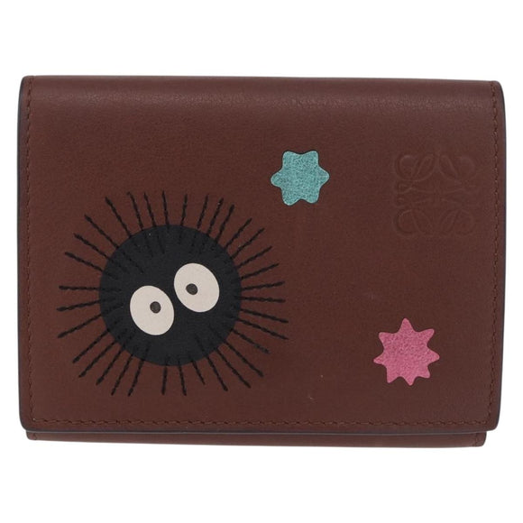 LOEWE Studio Ghibli Collaboration Compact Wallet Leather Brown Auth 184848SM