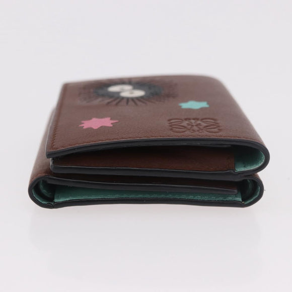 LOEWE Studio Ghibli Collaboration Compact Wallet Leather Brown Auth 184848SM