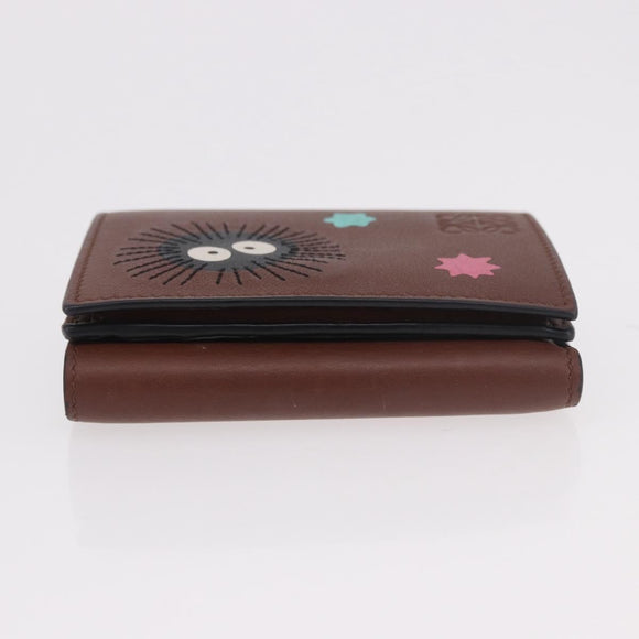 LOEWE Studio Ghibli Collaboration Compact Wallet Leather Brown Auth 184848SM
