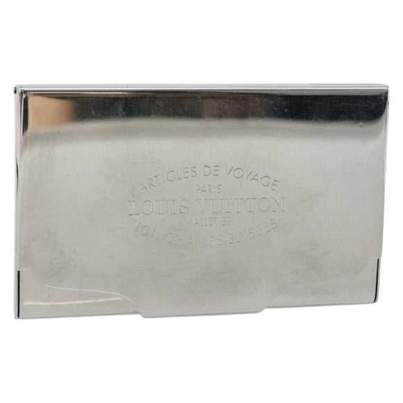 LOUIS VUITTON Porte Cartes Voyage Card Case metal Silver M66175 LV Auth 184851