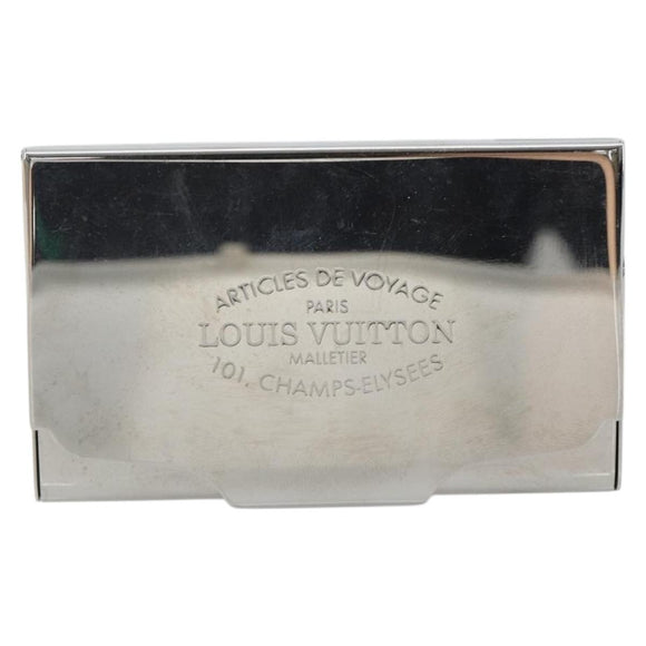 LOUIS VUITTON Porte Cartes Voyage Card Case metal Silver M66175 LV Auth 184851