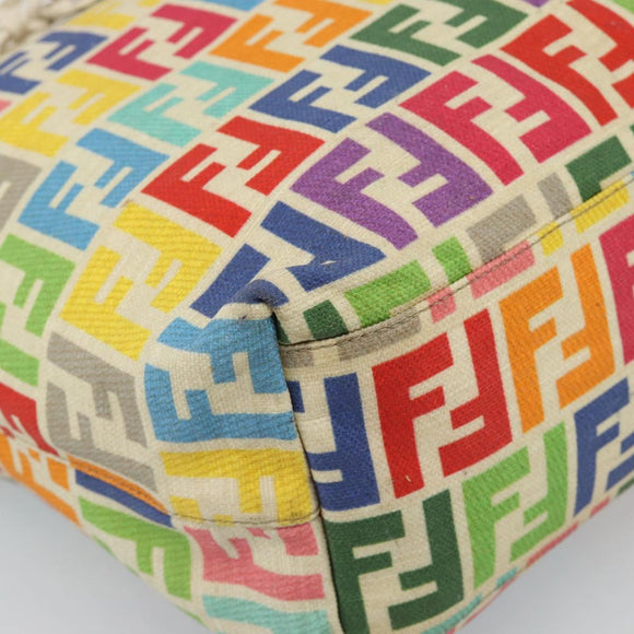 FENDI Zucca Canvas Celeria Tote Bag Multicolor Gold Auth 184862V