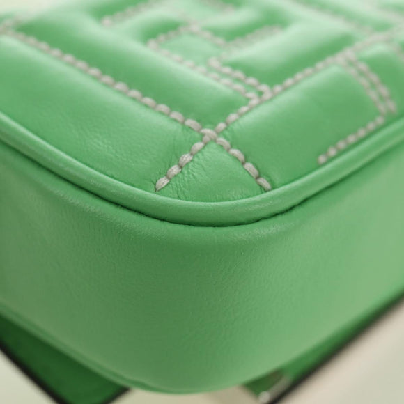 FENDI Nano Baguette Chain Shoulder Pouch Leather 2way green Auth 184863SAM