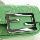 FENDI Nano Baguette Chain Shoulder Pouch Leather 2way green Auth 184863SAM-16