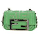 FENDI Nano Baguette Chain Shoulder Pouch Leather 2way green Auth 184863SAM-2