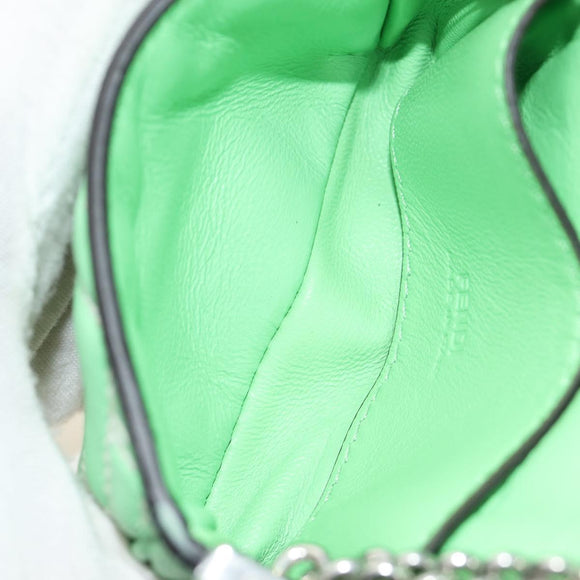 FENDI Nano Baguette Chain Shoulder Pouch Leather 2way green Auth 184863SAM