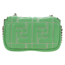 FENDI Nano Baguette Chain Shoulder Pouch Leather 2way green Auth 184863SAM-3