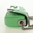 FENDI Nano Baguette Chain Shoulder Pouch Leather 2way green Auth 184863SAM-5