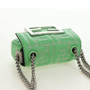 FENDI Nano Baguette Chain Shoulder Pouch Leather 2way green Auth 184863SAM-6