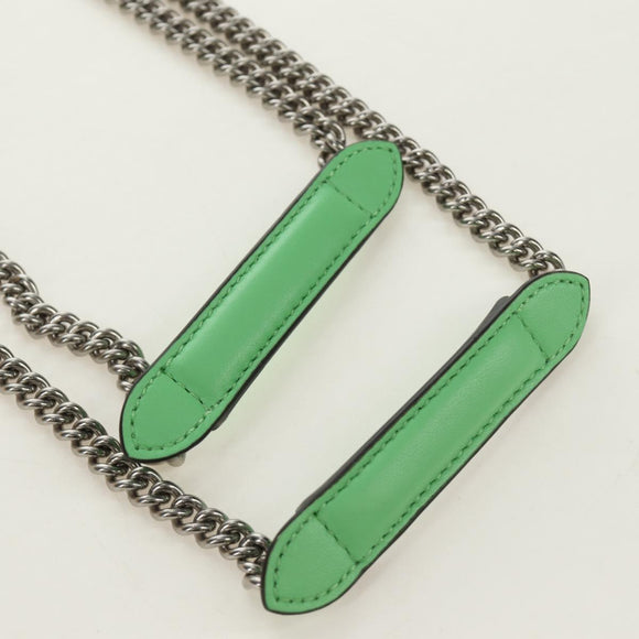FENDI Nano Baguette Chain Shoulder Pouch Leather 2way green Auth 184863SAM
