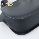 Salvatore Ferragamo Gancini Hand Bag Leather 2way Navy Gold Auth 184864V-13