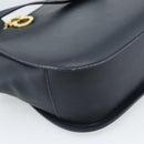 Salvatore Ferragamo Gancini Hand Bag Leather 2way Navy Gold Auth 184864V-15