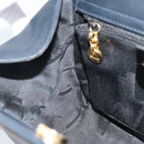 Salvatore Ferragamo Gancini Hand Bag Leather 2way Navy Gold Auth 184864V-19