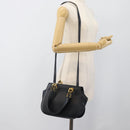 Salvatore Ferragamo Gancini Hand Bag Leather 2way Navy Gold Auth 184864V-22