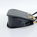 Salvatore Ferragamo Gancini Hand Bag Leather 2way Navy Gold Auth 184864V-5