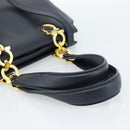 Salvatore Ferragamo Gancini Hand Bag Leather 2way Navy Gold Auth 184864V-7