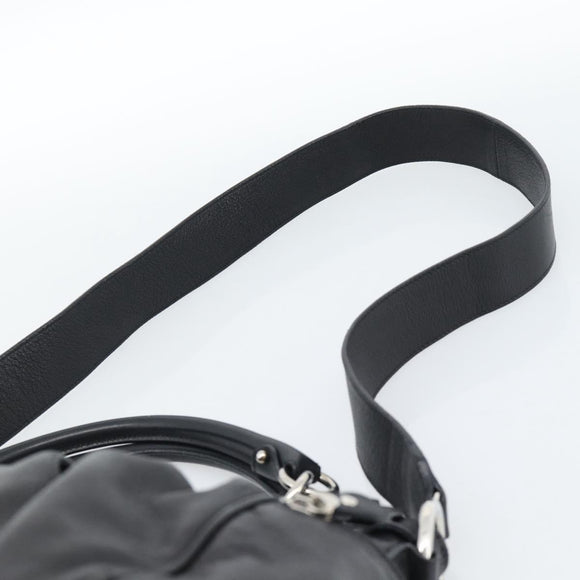 Salvatore Ferragamo Gancini Hand Bag Leather 2way Black Silver Auth 184865V