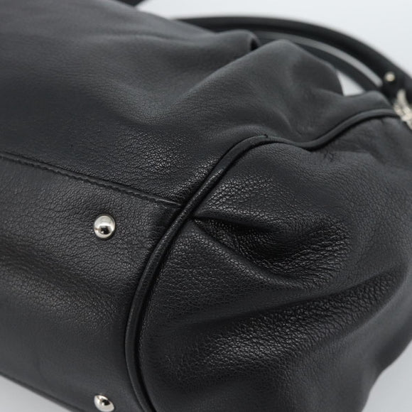 Salvatore Ferragamo Gancini Hand Bag Leather 2way Black Silver Auth 184865V