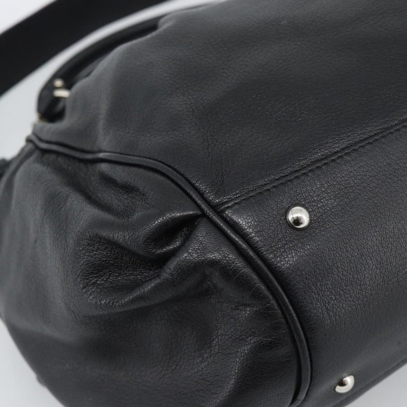 Salvatore Ferragamo Gancini Hand Bag Leather 2way Black Silver Auth 184865V