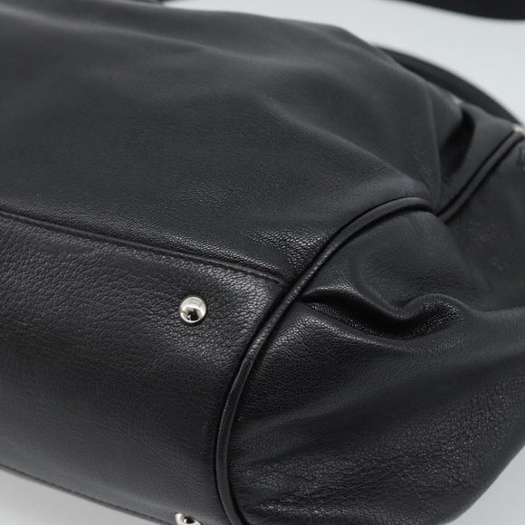 Salvatore Ferragamo Gancini Hand Bag Leather 2way Black Silver Auth 184865V